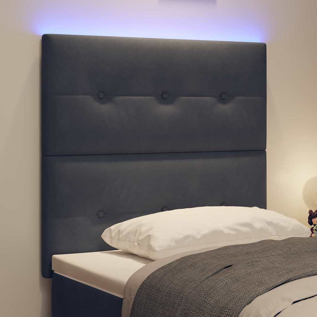 LED ágytámla LED szalagokkal Szürke 80 cm Bársony