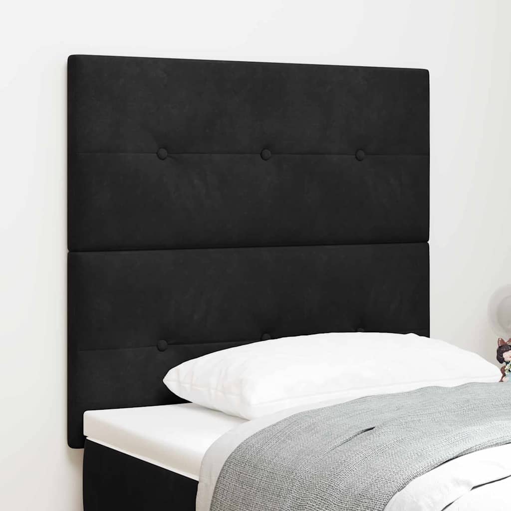 LED ágytámla LED szalagokkal Fekete 80 cm Bársony