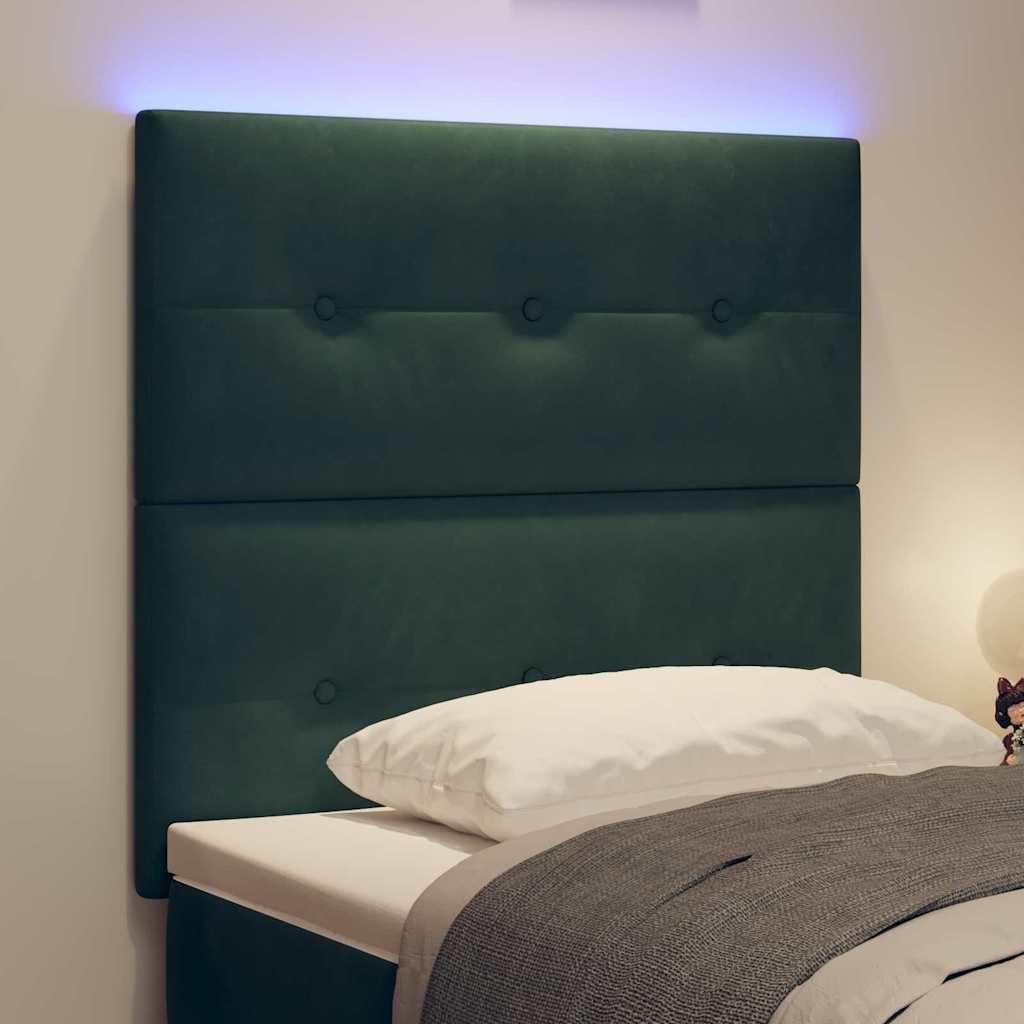 LED ágytámla LED szalagokkal Zöld 80 cm Bársony