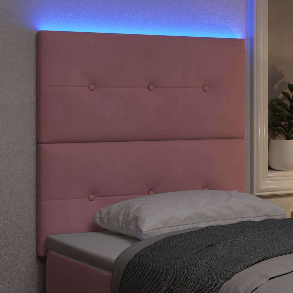 LED ágytámla LED szalagokkal Rózsaszín 80 cm Bársony