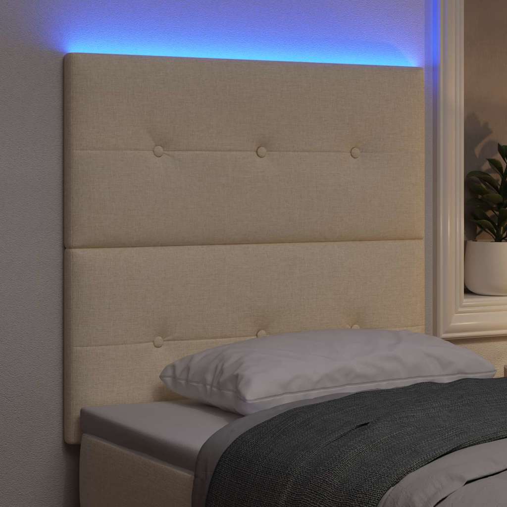LED ágytámla LED szalagokkal fejtámlával Krém 90 cm szövet