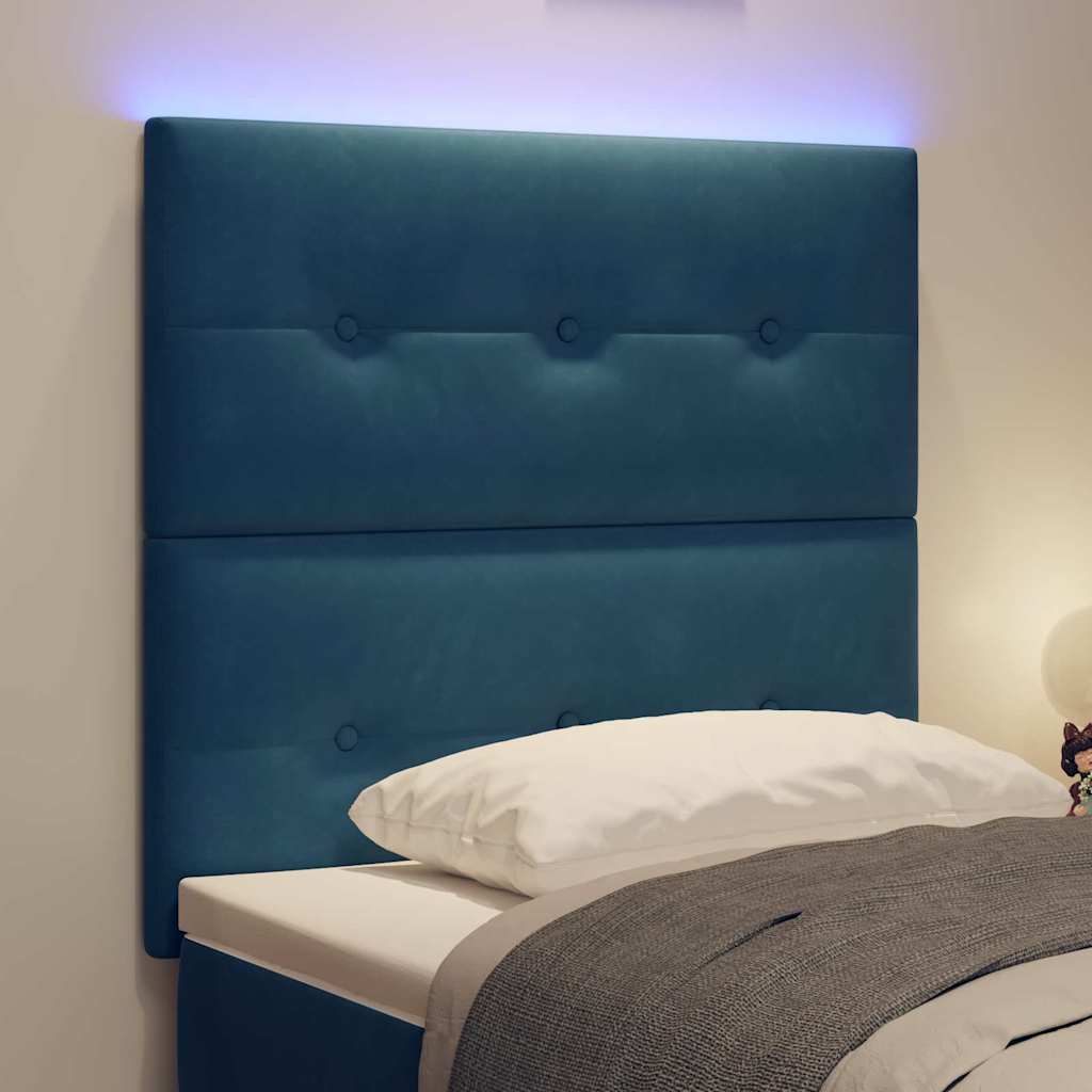 LED ágytámla LED szalagokkal Kék 90 cm Bársony