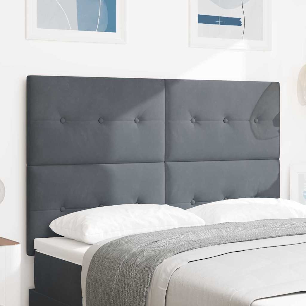 LED ágytámla LED szalagokkal Szürke 144 cm Bársony