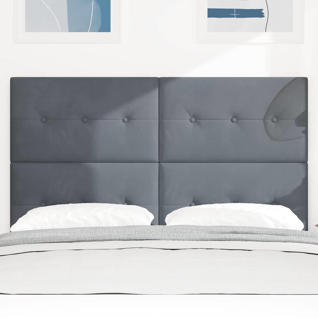 LED ágytámla LED szalagokkal Szürke 144 cm Bársony