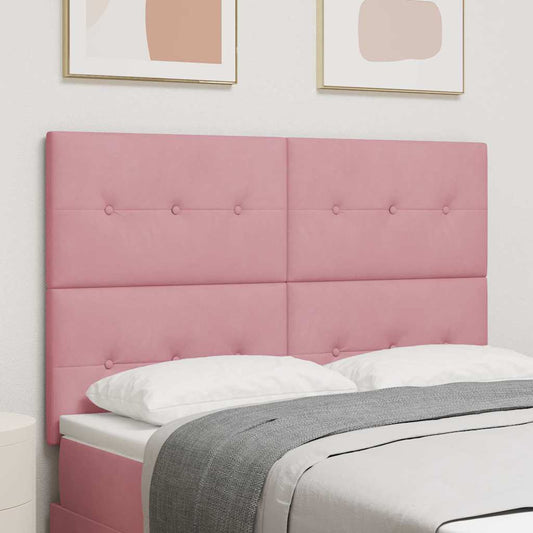 LED ágytámla LED szalagokkal Rózsaszín 144 cm Bársony