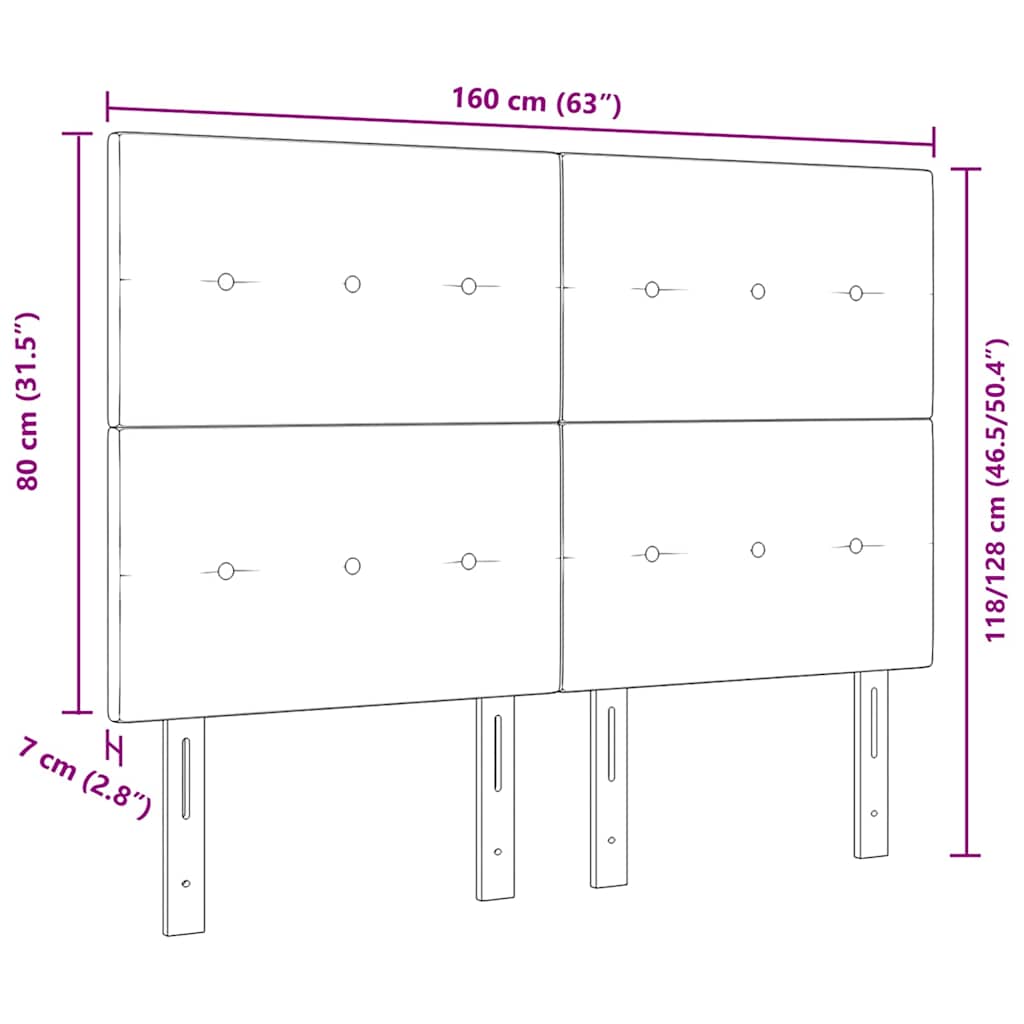 LED ágytámla LED szalagokkal fejtámlával Fekete 160 cm szövet