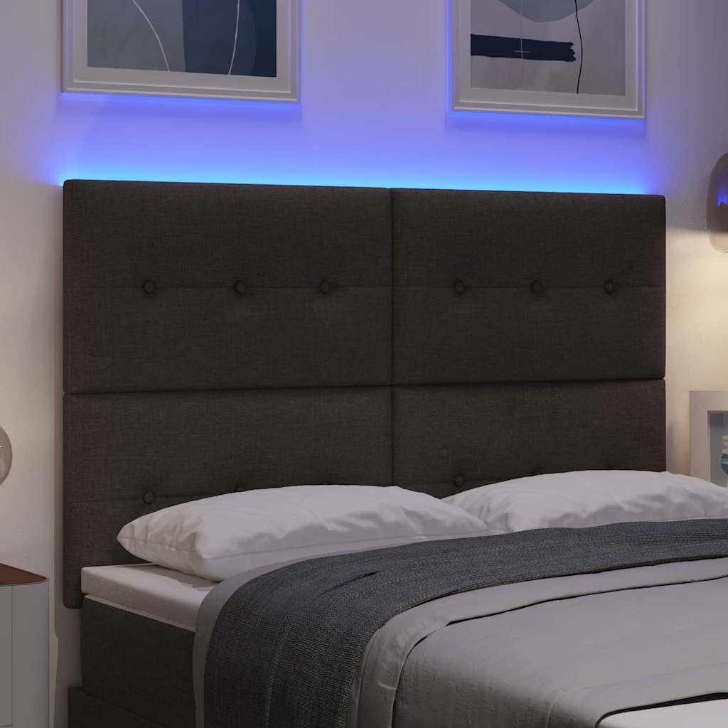 LED ágytámla LED szalagokkal Sötét Barna 160 cm szövet