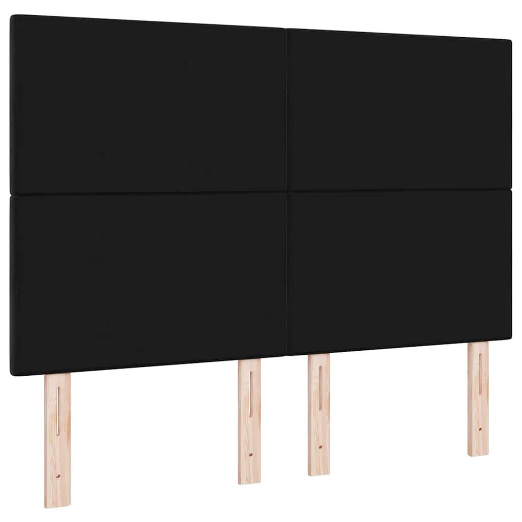 LED ágytámla LED szalagokkal Fekete 160 cm Bársony