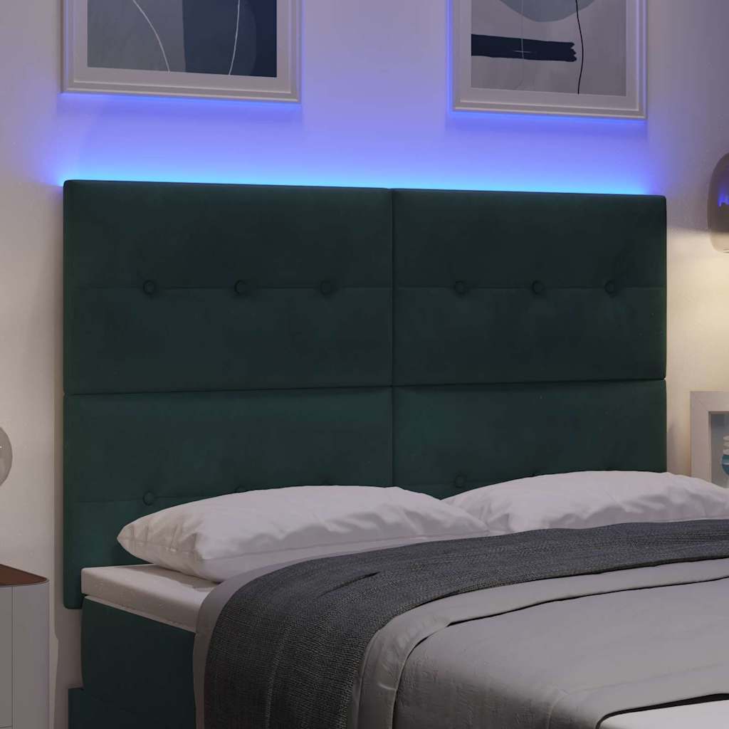 LED ágytámla LED szalagokkal Zöld 160 cm Bársony
