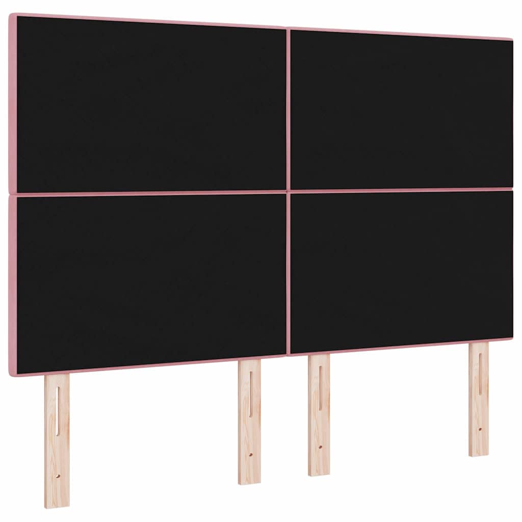 LED ágytámla LED szalagokkal Rózsaszín 160 cm Bársony