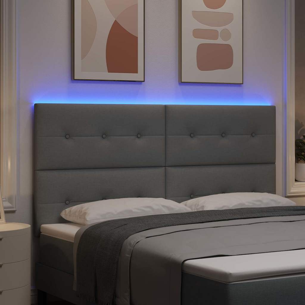 LED ágytámla LED szalagokkal Világosszürke 180 cm szövet