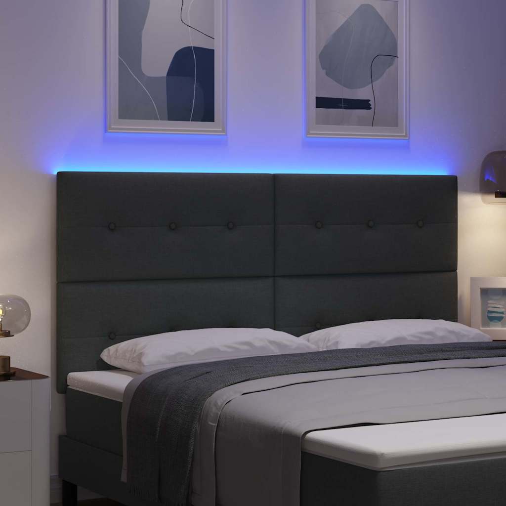 LED ágytámla LED szalagokkal Sötétszürke 180 cm szövet