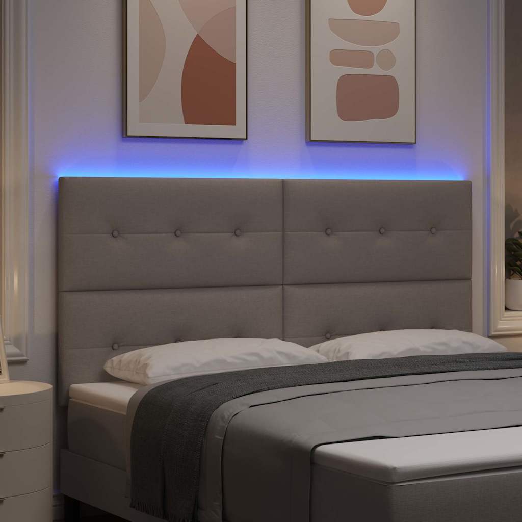 LED ágytámla LED szalagokkal fejtámlával Tópszínű 180 cm szövet