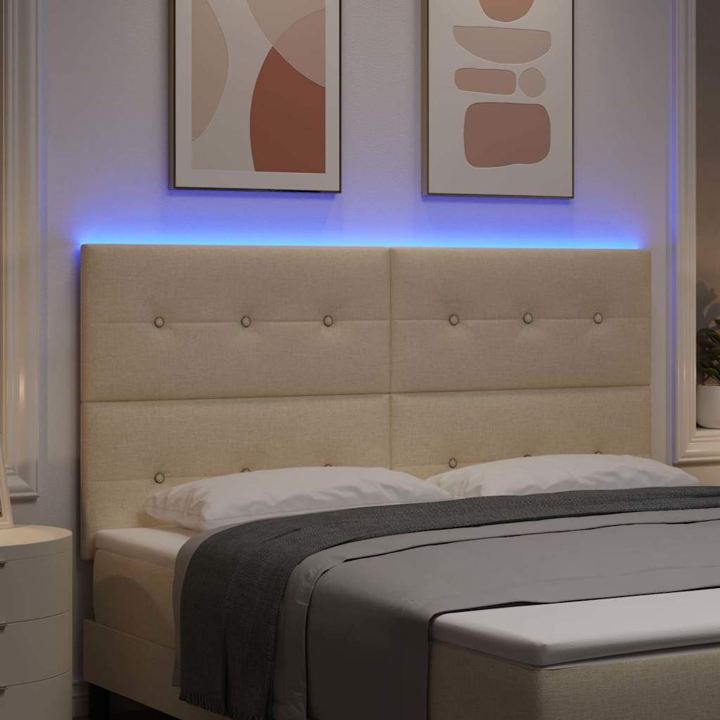 LED ágytámla LED szalagokkal fejtámlával Krém 180 cm szövet