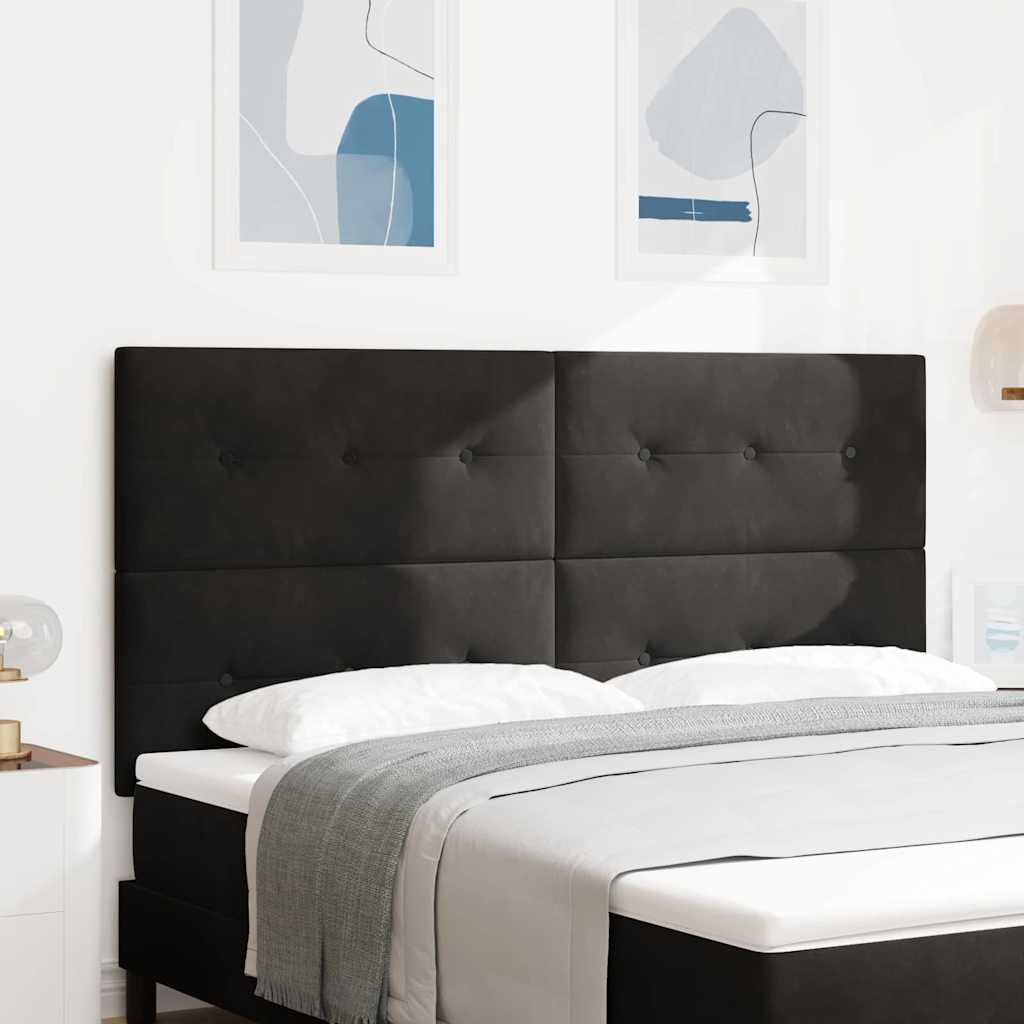 LED ágytámla LED szalagokkal Fekete 180 cm Bársony