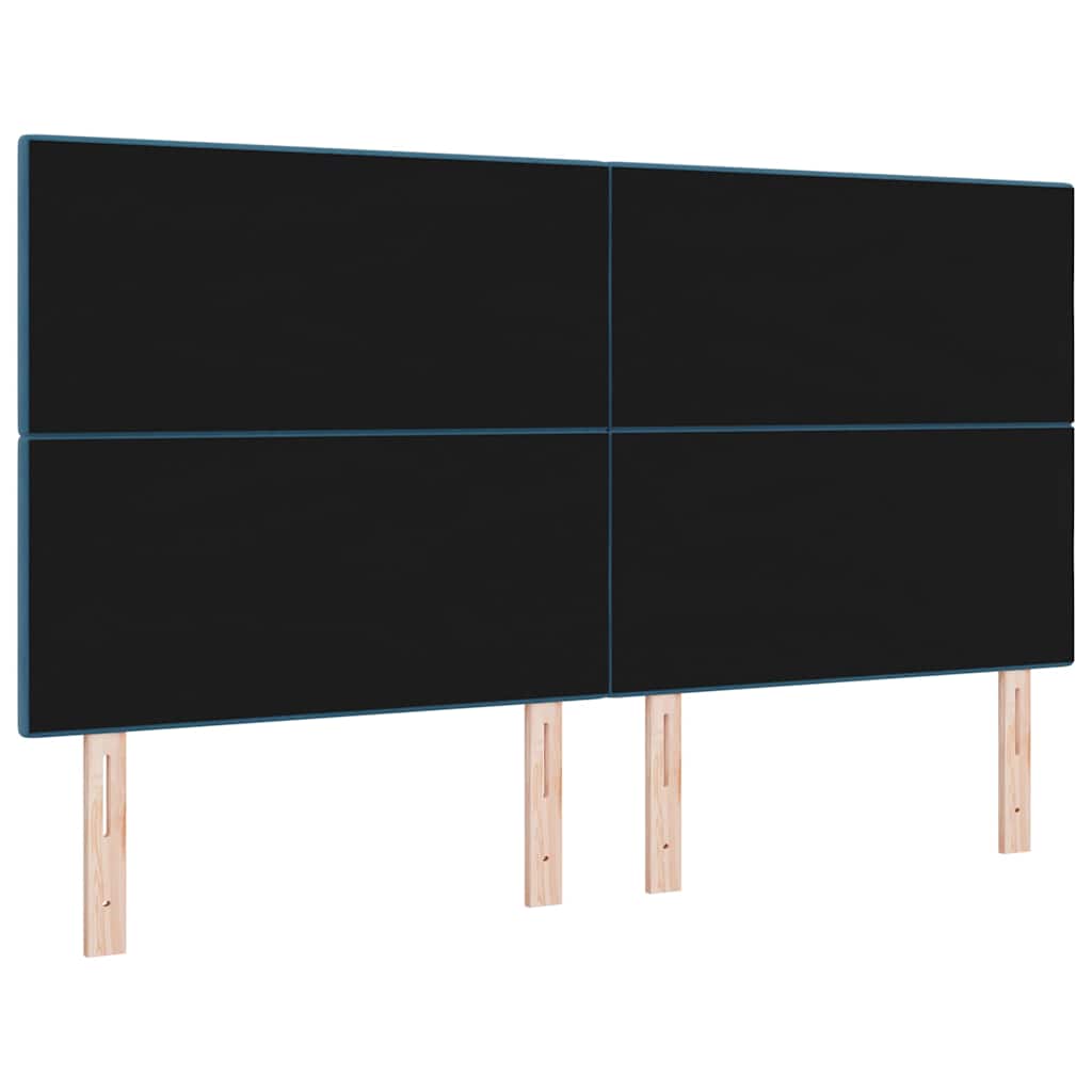 LED ágytámla LED szalagokkal Kék 180 cm Bársony