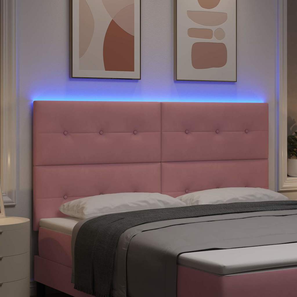 LED ágytámla LED szalagokkal Rózsaszín 180 cm Bársony