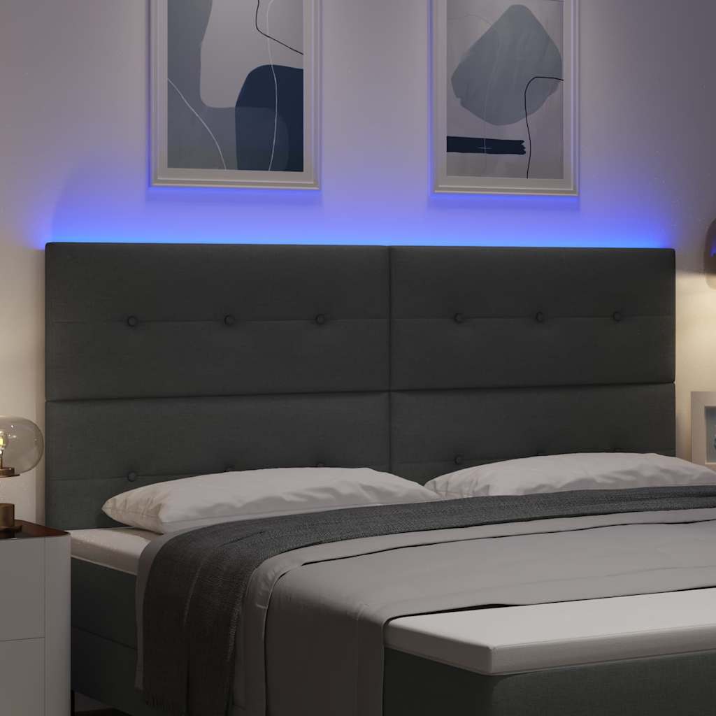 LED ágytámla LED szalagokkal Sötétszürke 200 cm szövet