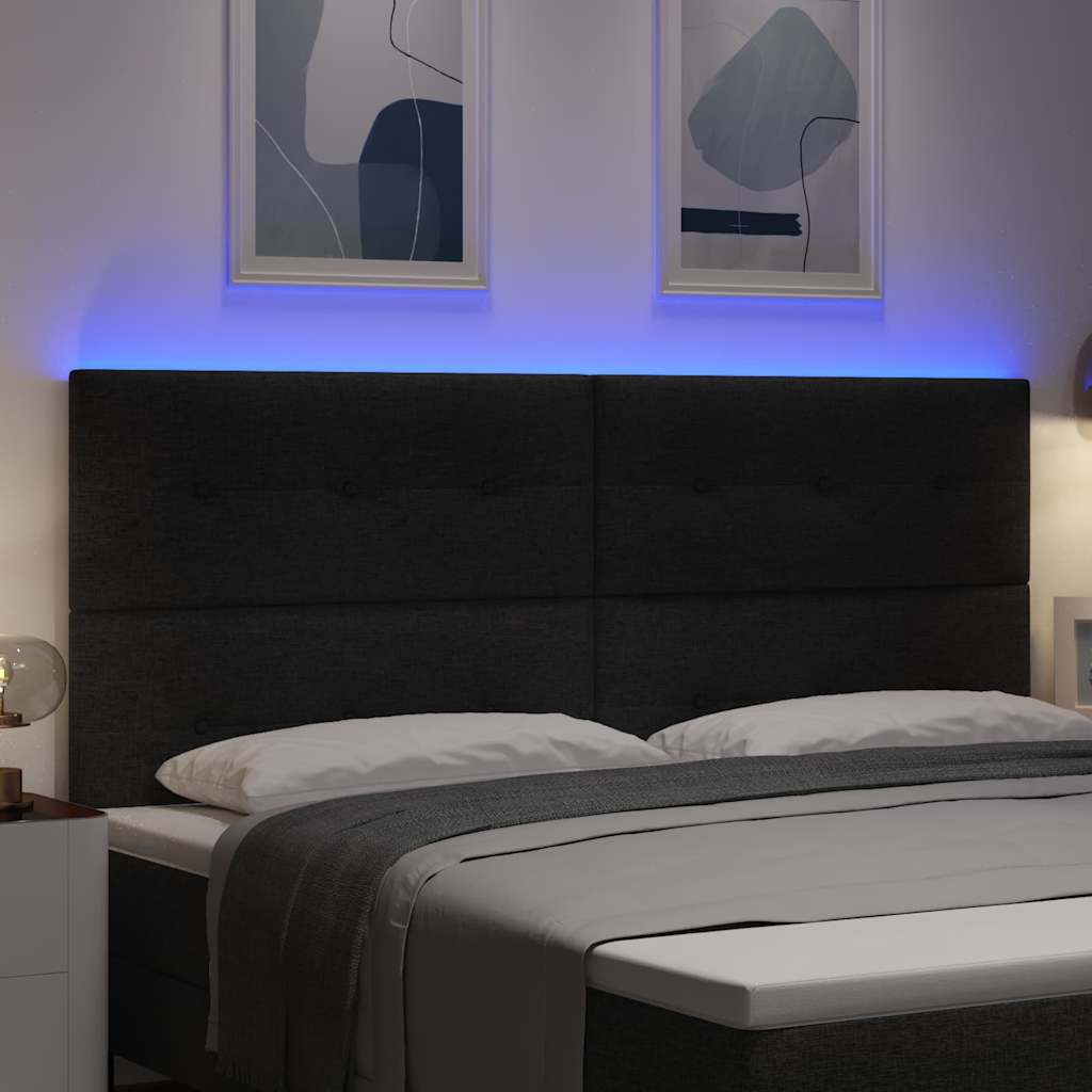 LED ágytámla LED szalagokkal fejtámlával Fekete 200 cm szövet