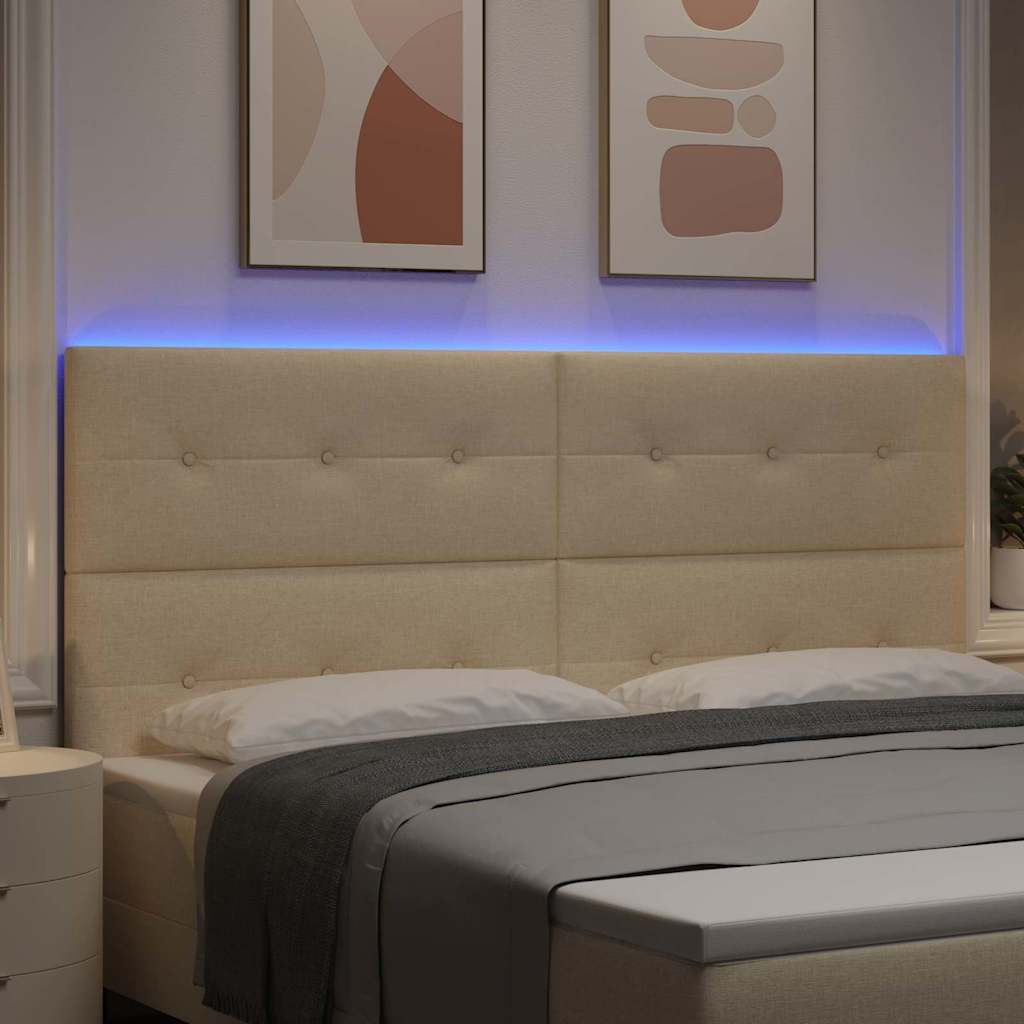 LED ágytámla LED szalagokkal fejtámlával Krém 200 cm szövet