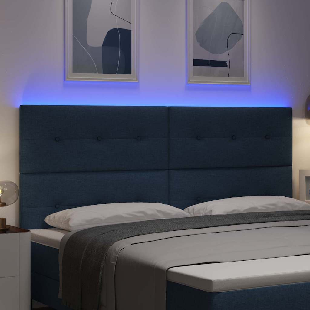LED ágytámla LED szalagokkal fejtámlával Kék 200 cm szövet