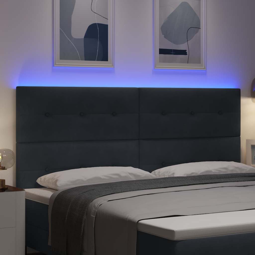 LED ágytámla LED szalagokkal Szürke 200 cm Bársony