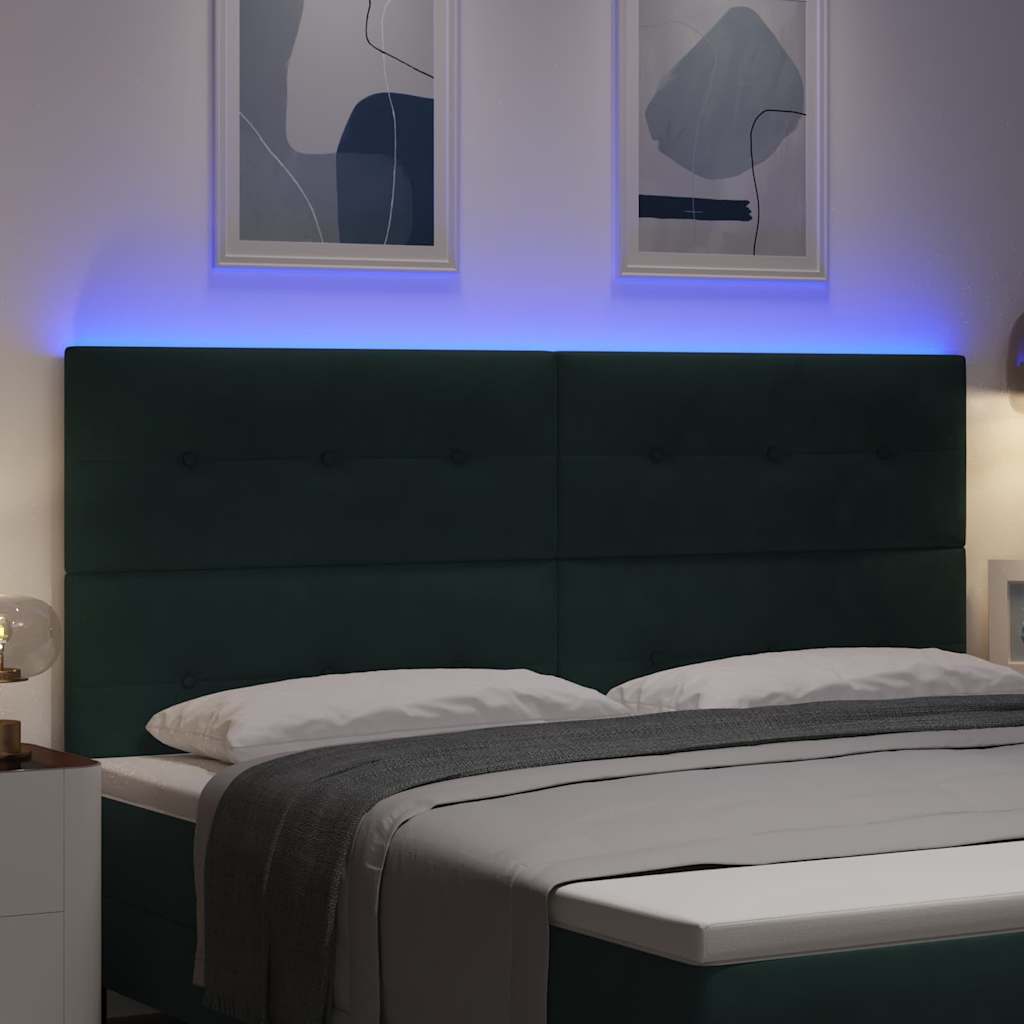 LED ágytámla LED szalagokkal Zöld 200 cm Bársony