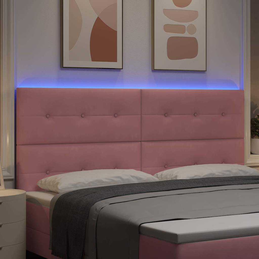 LED ágytámla LED szalagokkal Rózsaszín 200 cm Bársony