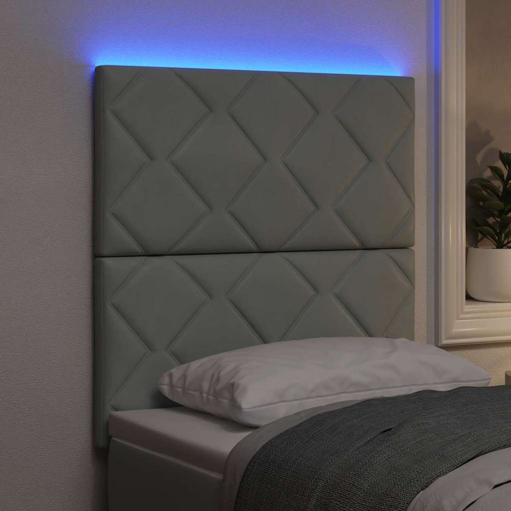 LED ágytámla Világosszürke 80 cm Bársony