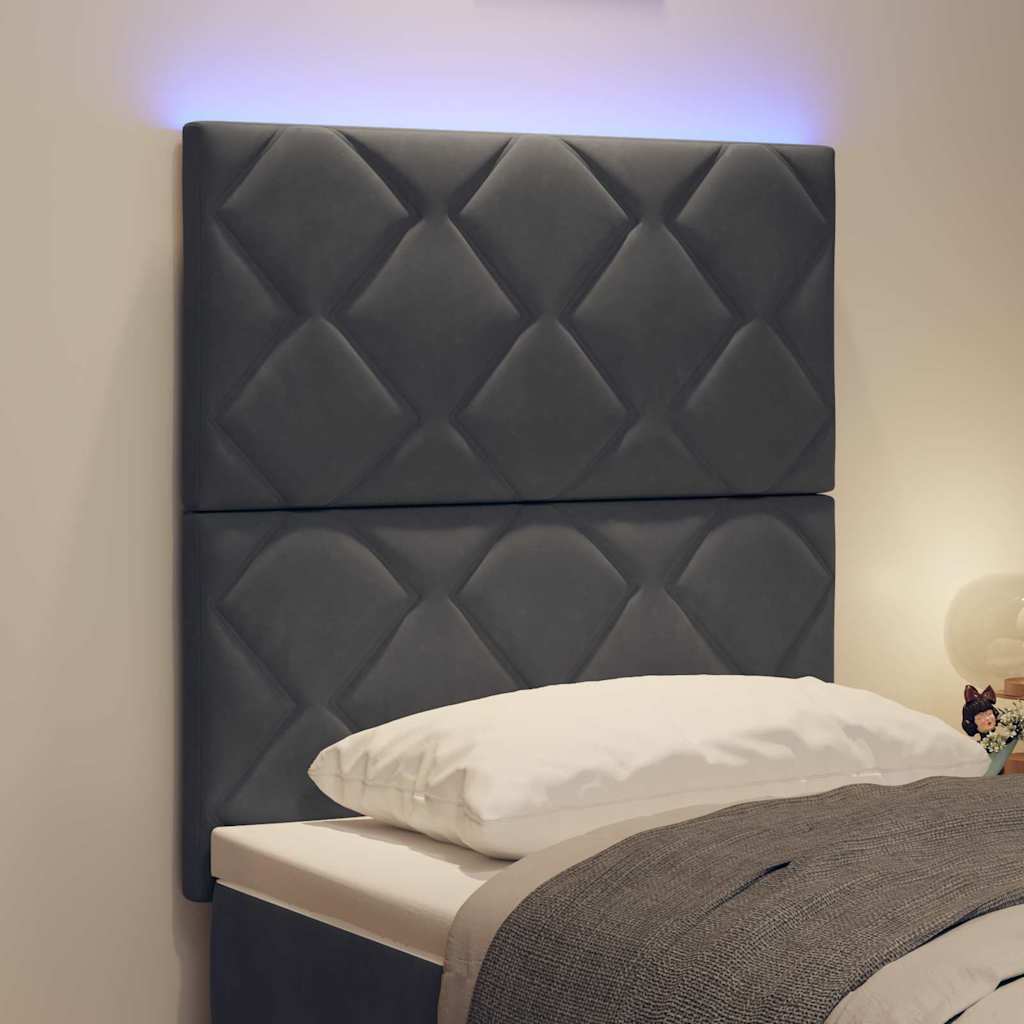 LED ágytámla Sötétszürke 80 cm Bársony
