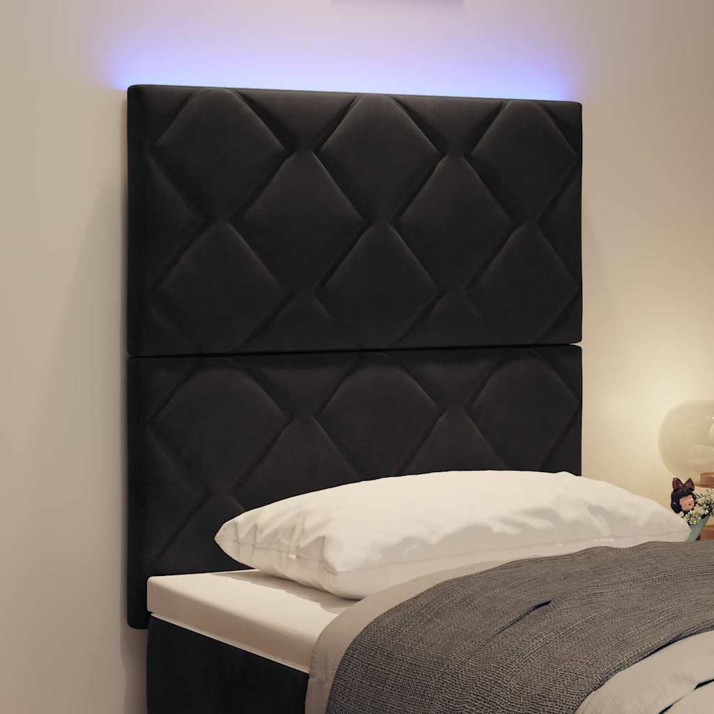 LED ágytámla Fekete 80 cm Bársony