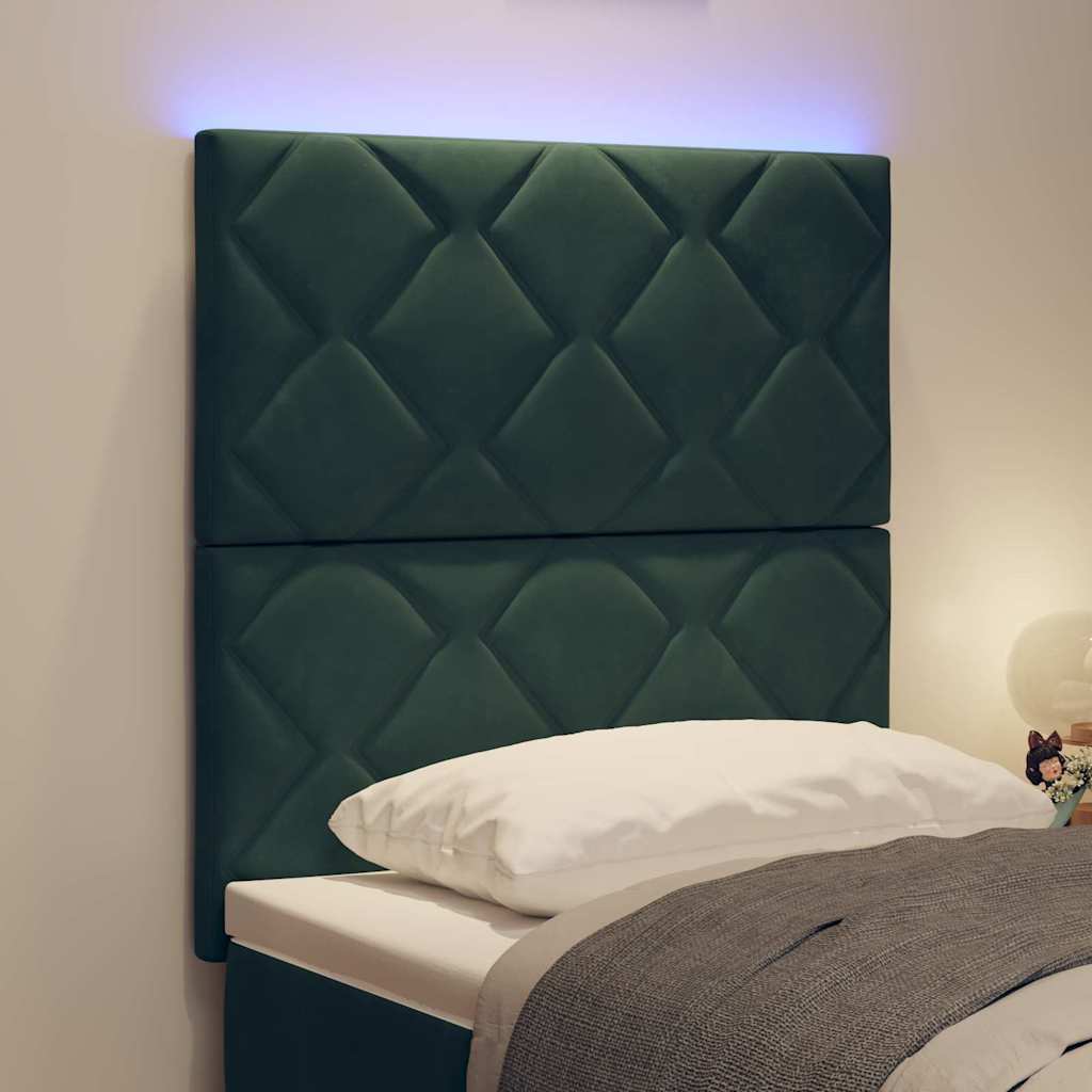 LED ágytámla Sötétzöld 80 cm Bársony