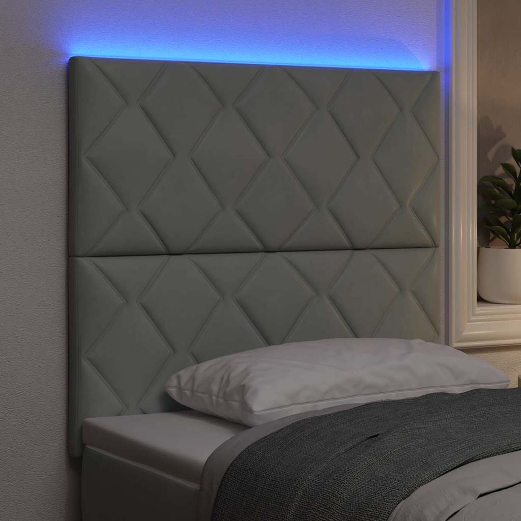 LED ágytámla Világosszürke 90 cm Bársony