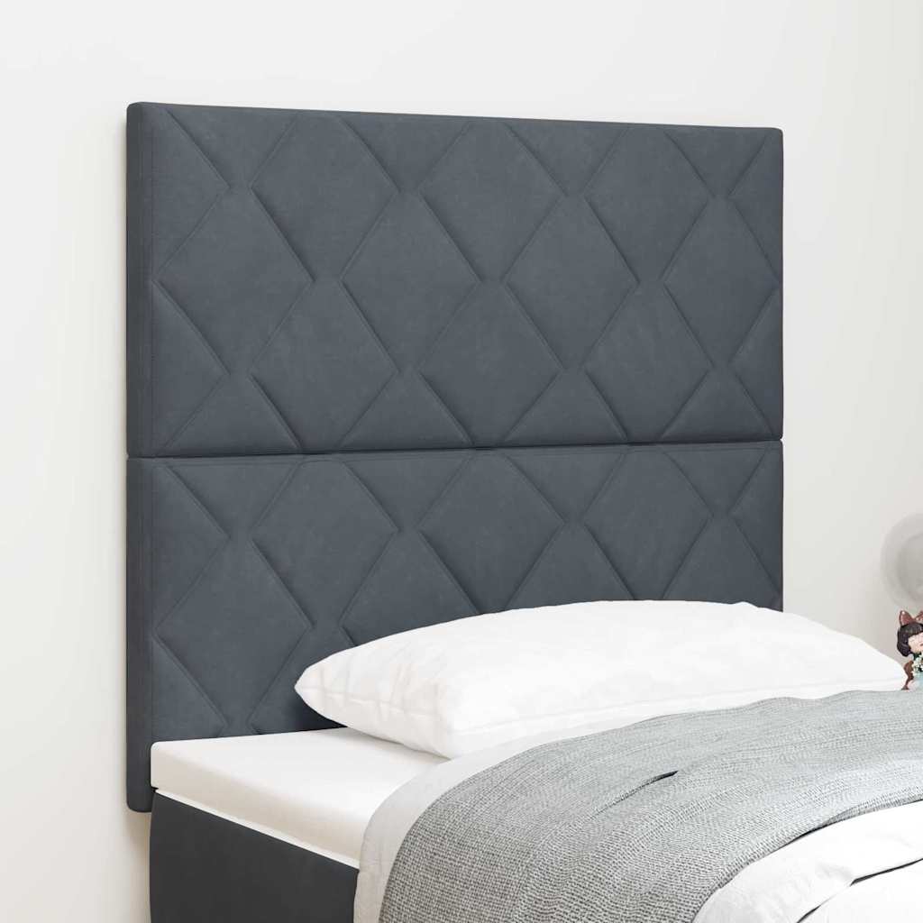 LED ágytámla Sötétszürke 90 cm Bársony