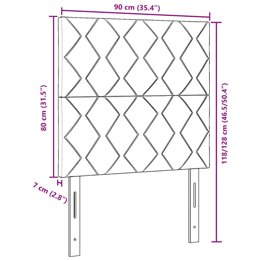 LED ágytámla Fekete 90 cm Bársony