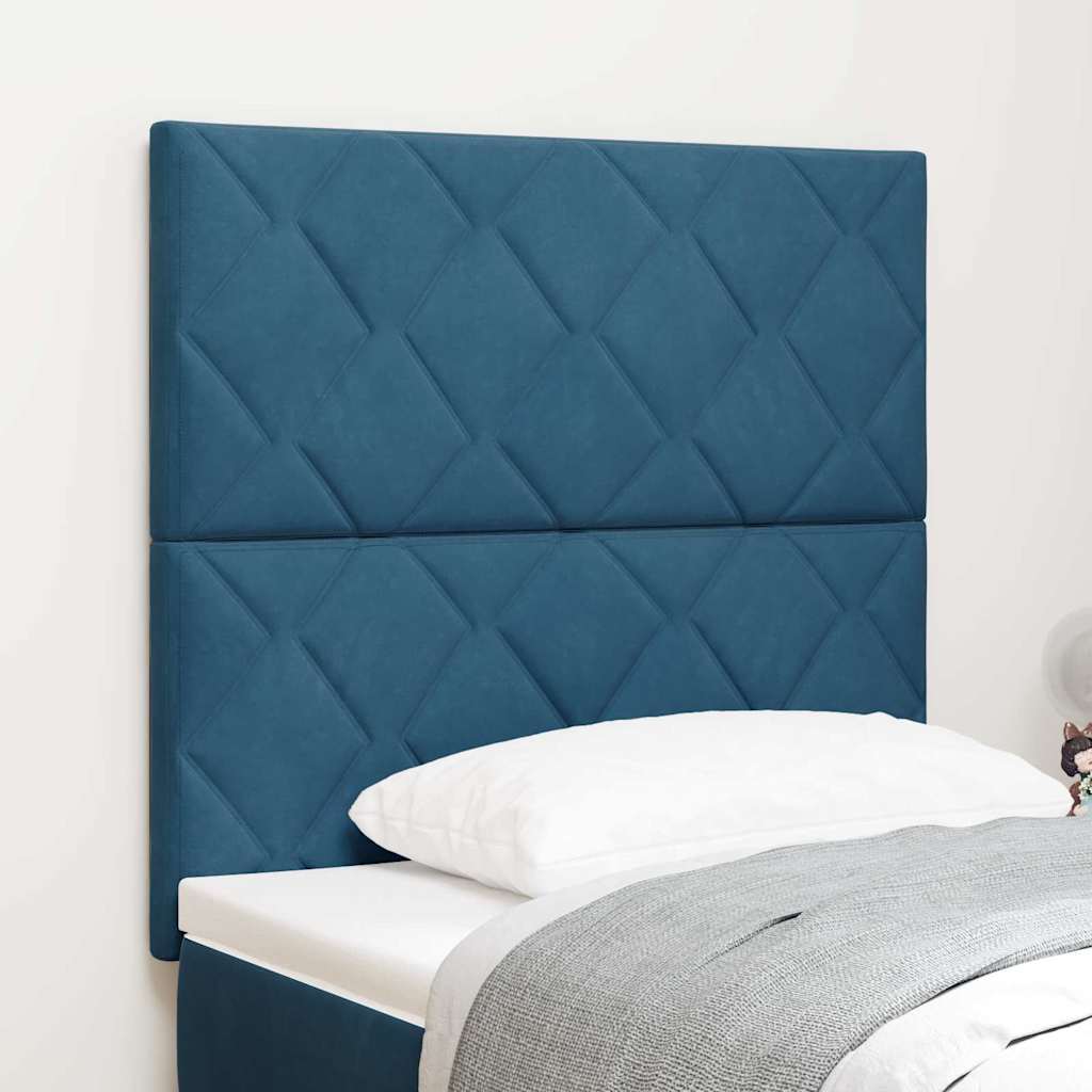 LED ágytámla Sötét kék 90 cm Bársony