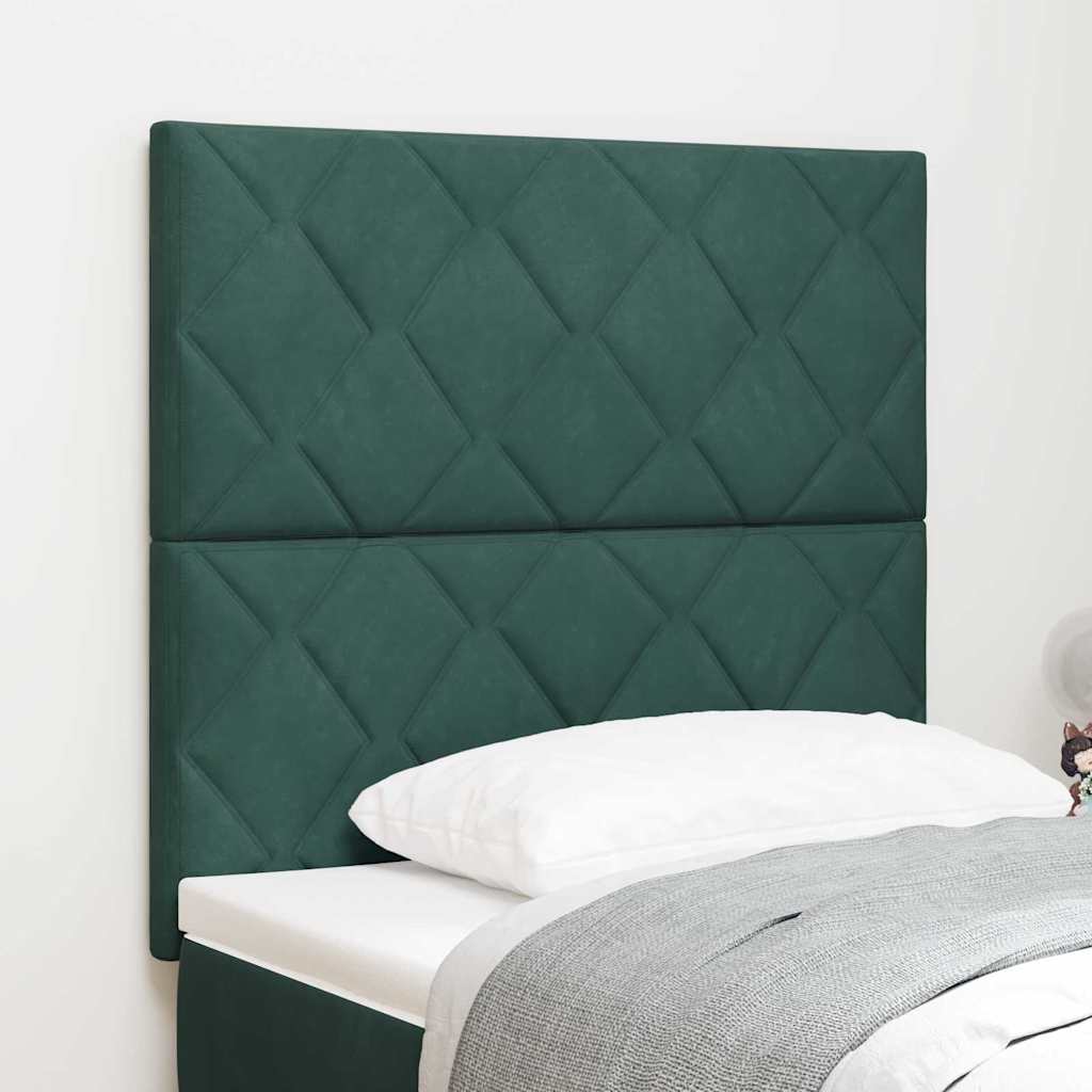 LED ágytámla Sötétzöld 100 cm Bársony