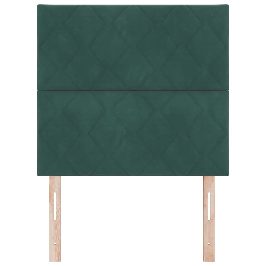 LED ágytámla Sötétzöld 100 cm Bársony