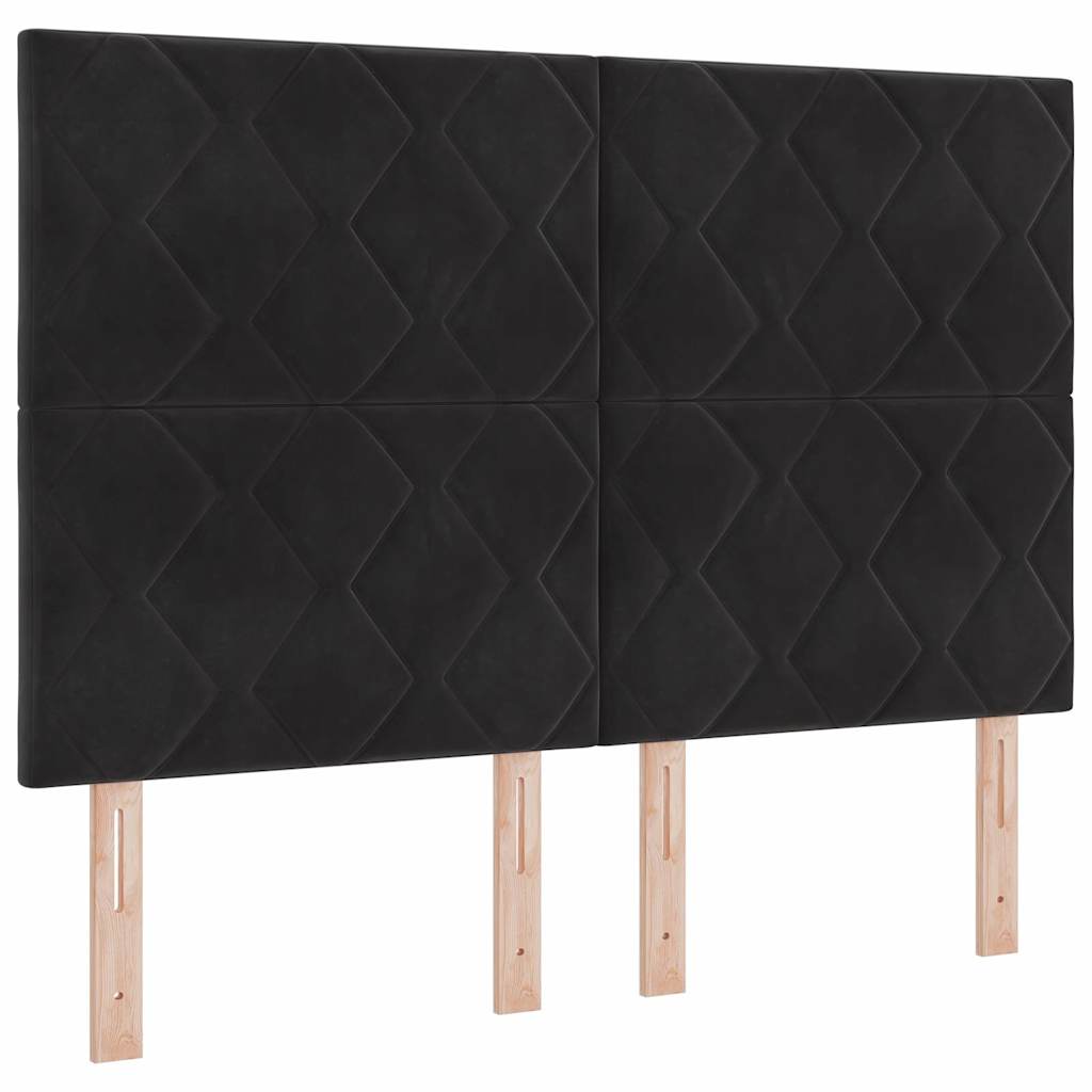 LED ágytámla Fekete 144 cm Bársony