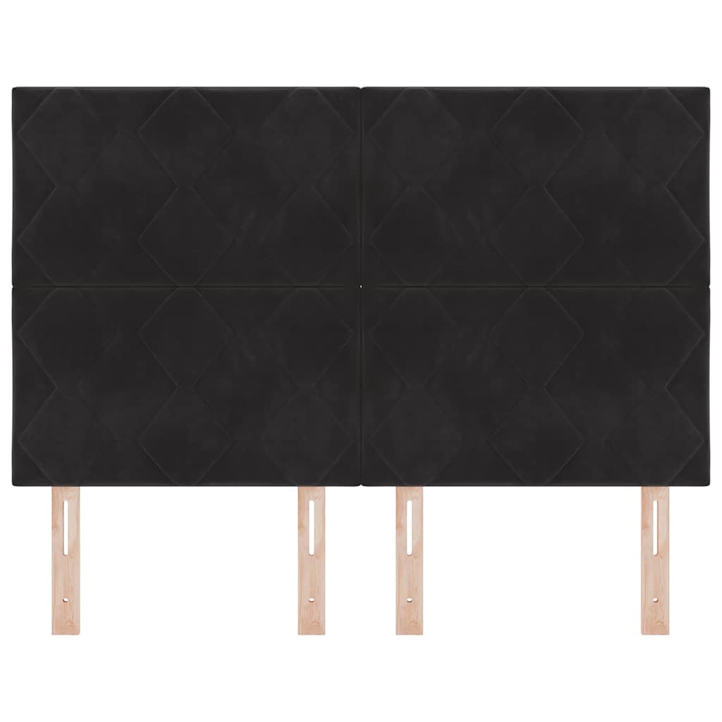 LED ágytámla Fekete 144 cm Bársony