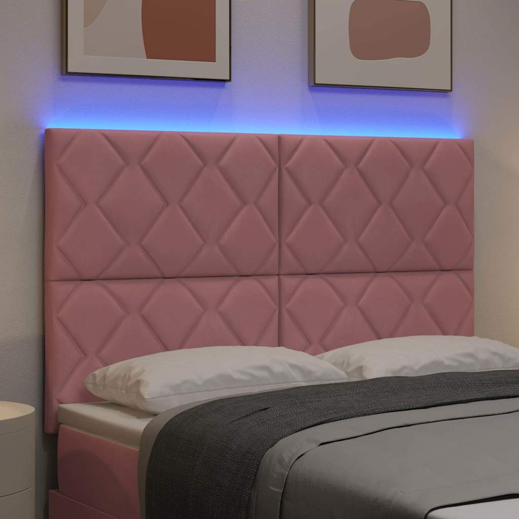 LED ágytámla Rózsaszín 144 cm Bársony