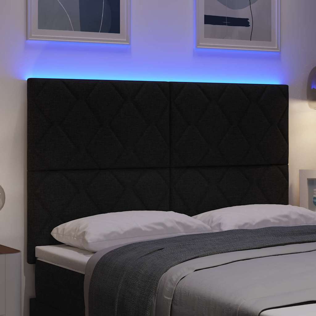 LED ágytámla Fekete 160 cm szövet