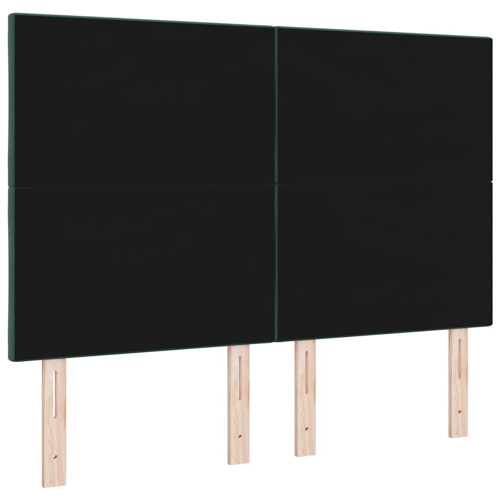 LED ágytámla Sötétzöld 160 cm Bársony