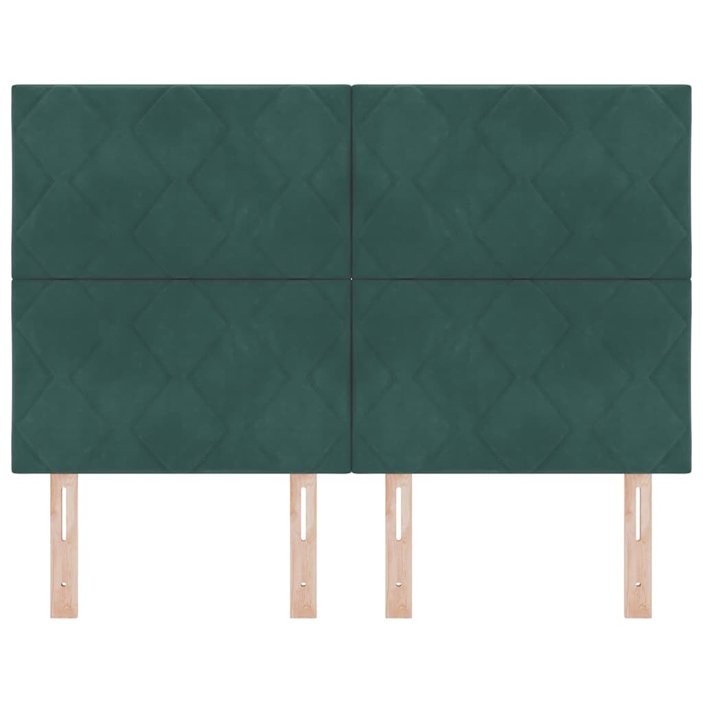 LED ágytámla Sötétzöld 160 cm Bársony