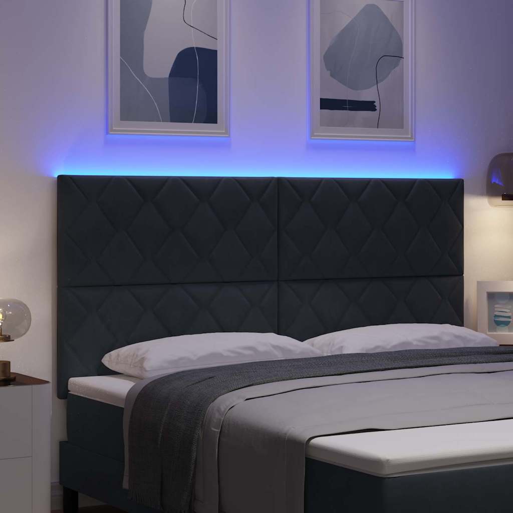 LED ágytámla Sötétszürke 180 cm Bársony