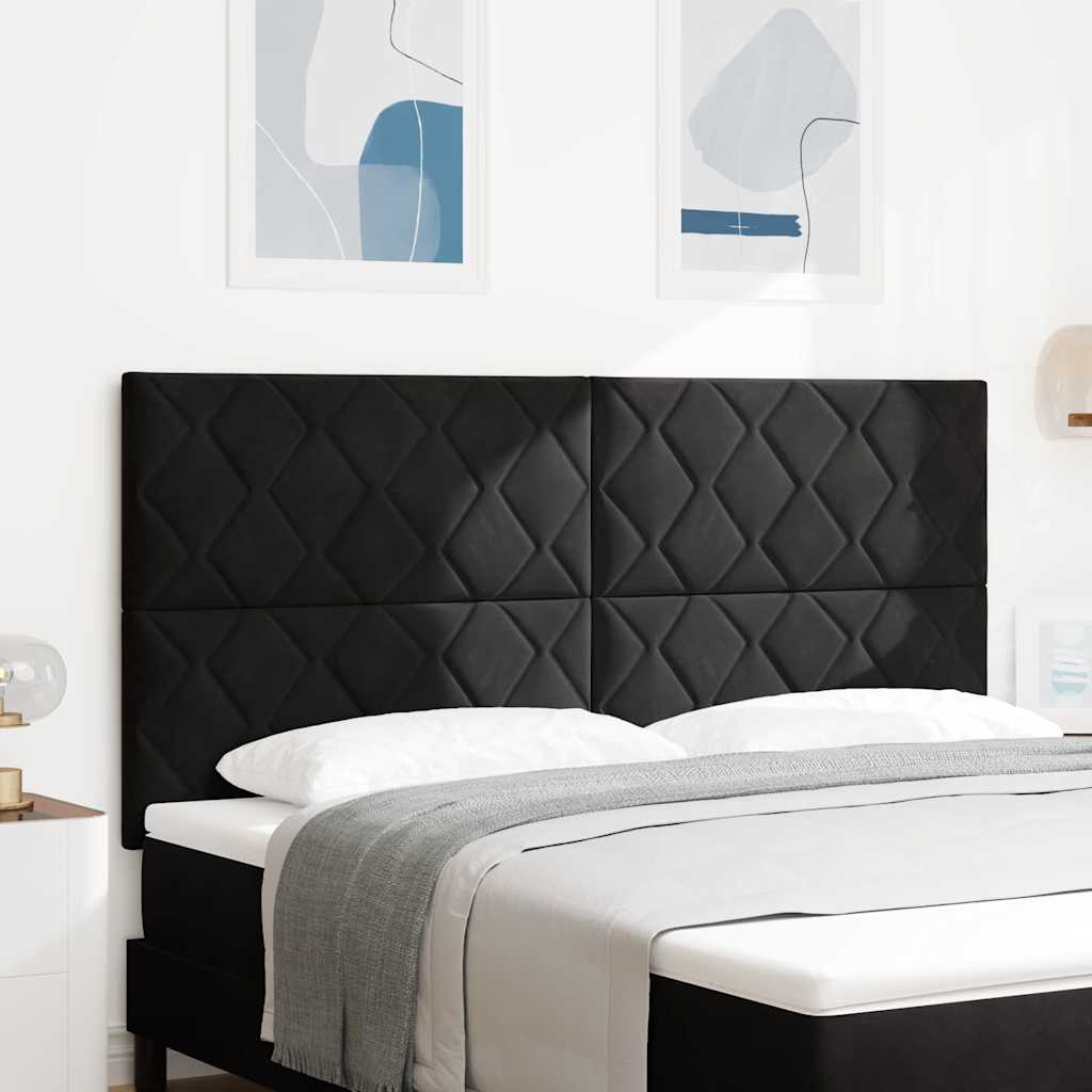 LED ágytámla Fekete 180 cm Bársony