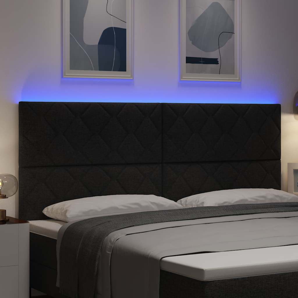 LED ágytámla Fekete 200 cm szövet