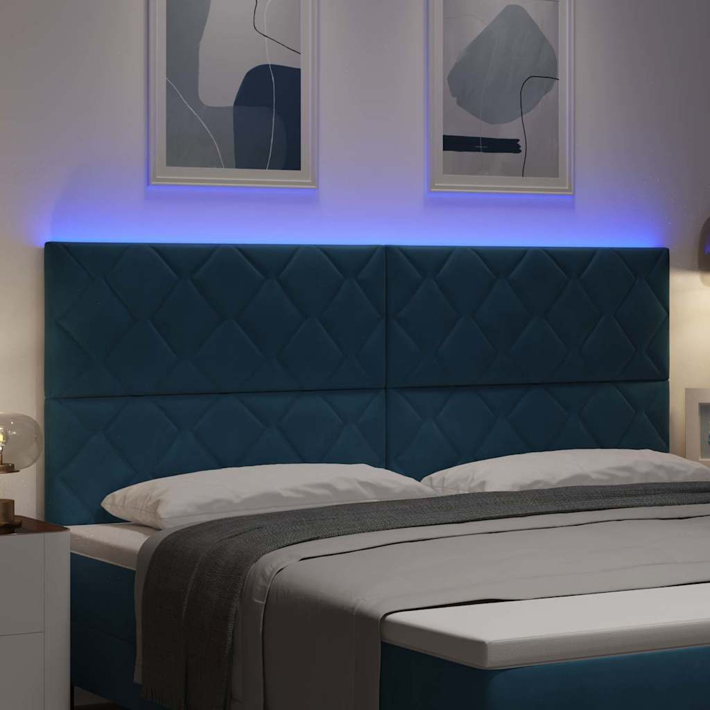 LED ágytámla Sötét kék 200 cm Bársony