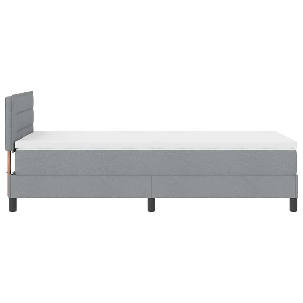 Boxrugós ágy fejtámlával Világosszürke 80 x 200 cm szövet