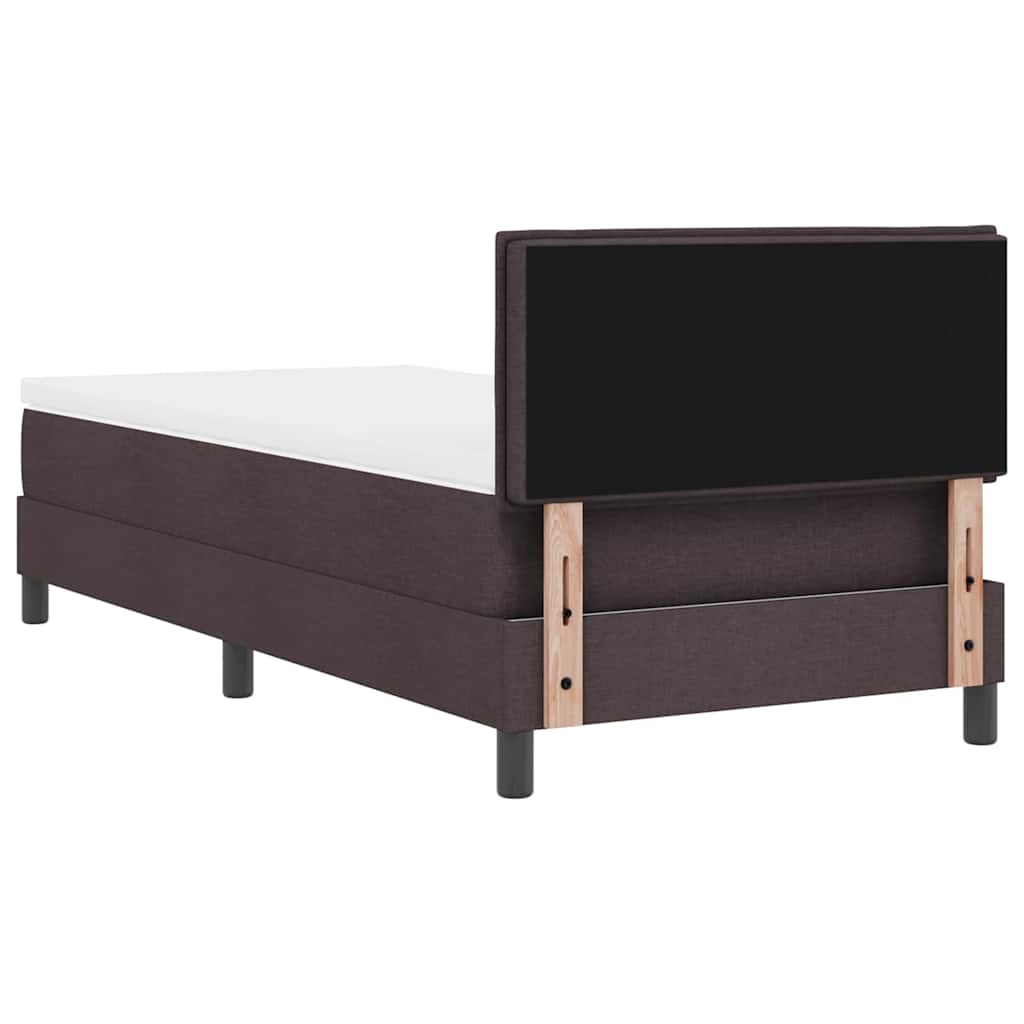 Boxrugós ágy fejtámlával Sötét Barna 80 x 200 cm szövet